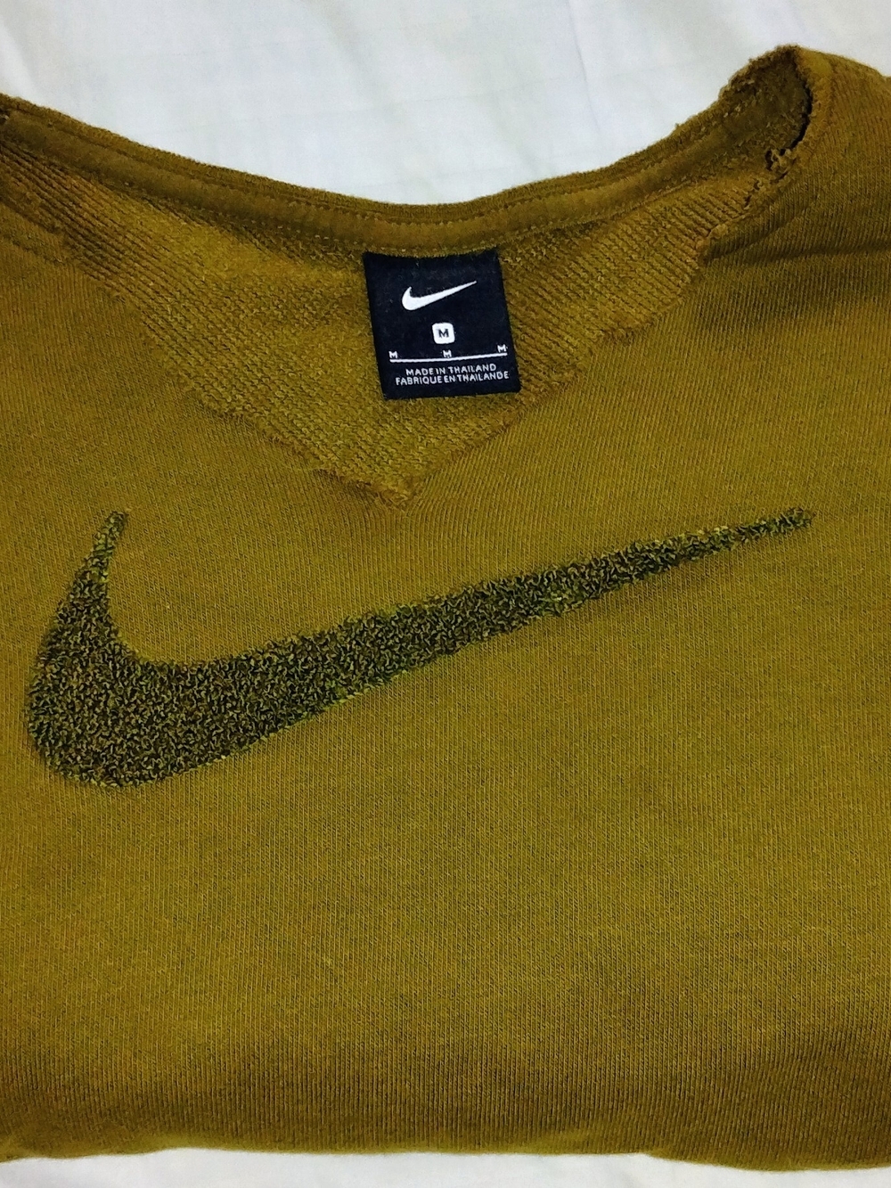 Nike Olive Brownish Green Crewneck Sweatshirt with Embroidered Swoosh